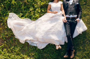 bigstock Wedding Bridal Dress And Groo 452186987