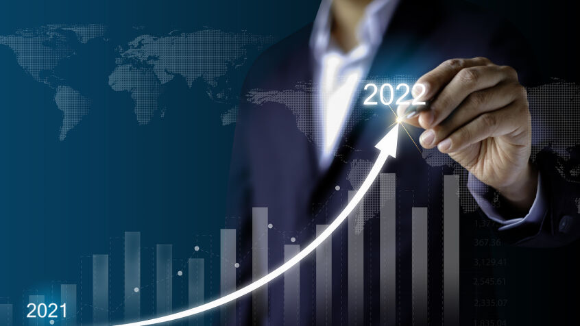 bigstock Businessman Draw On Point Arro 437351084