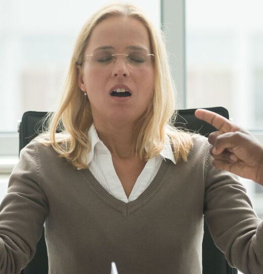 mental health at work stressed out woman practicing yoga