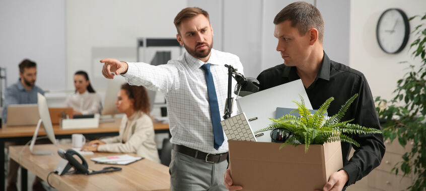 bigstock Boss Dismissing Man From Work  444106685