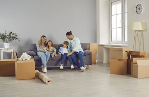 bigstock Happy Young Family Sitting On  470148367