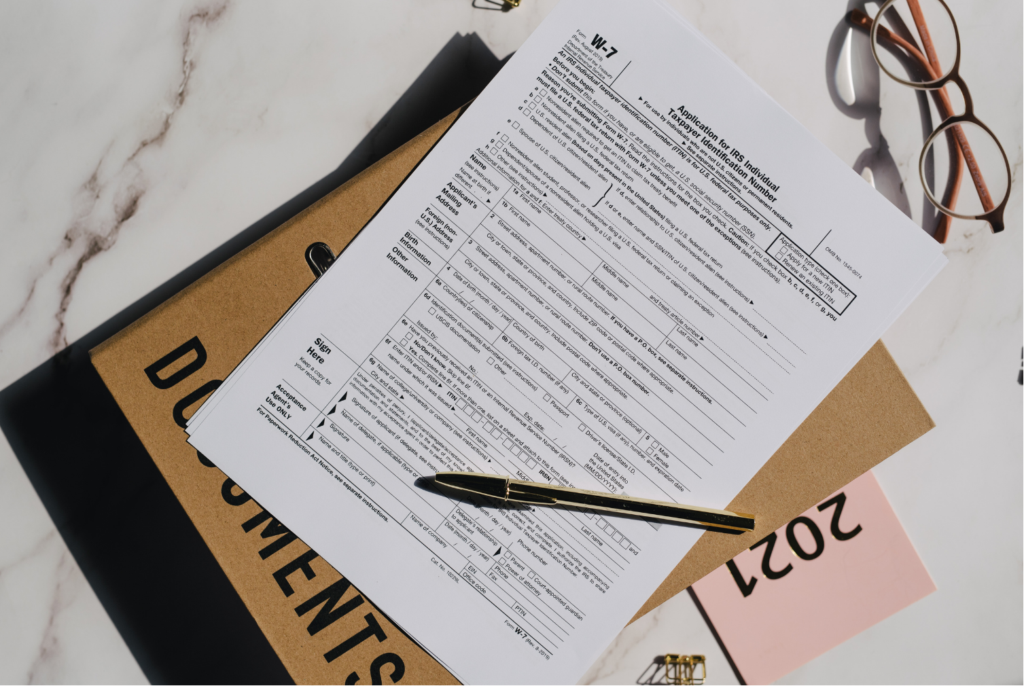 documents on table