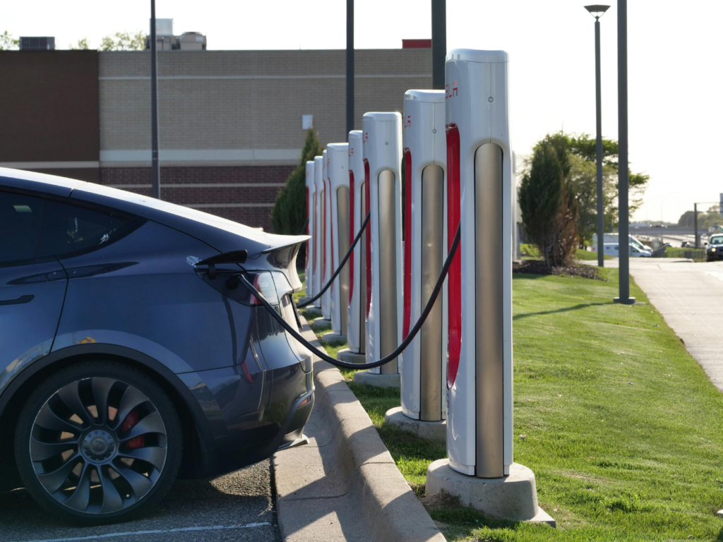 Electric Car Charging at Station