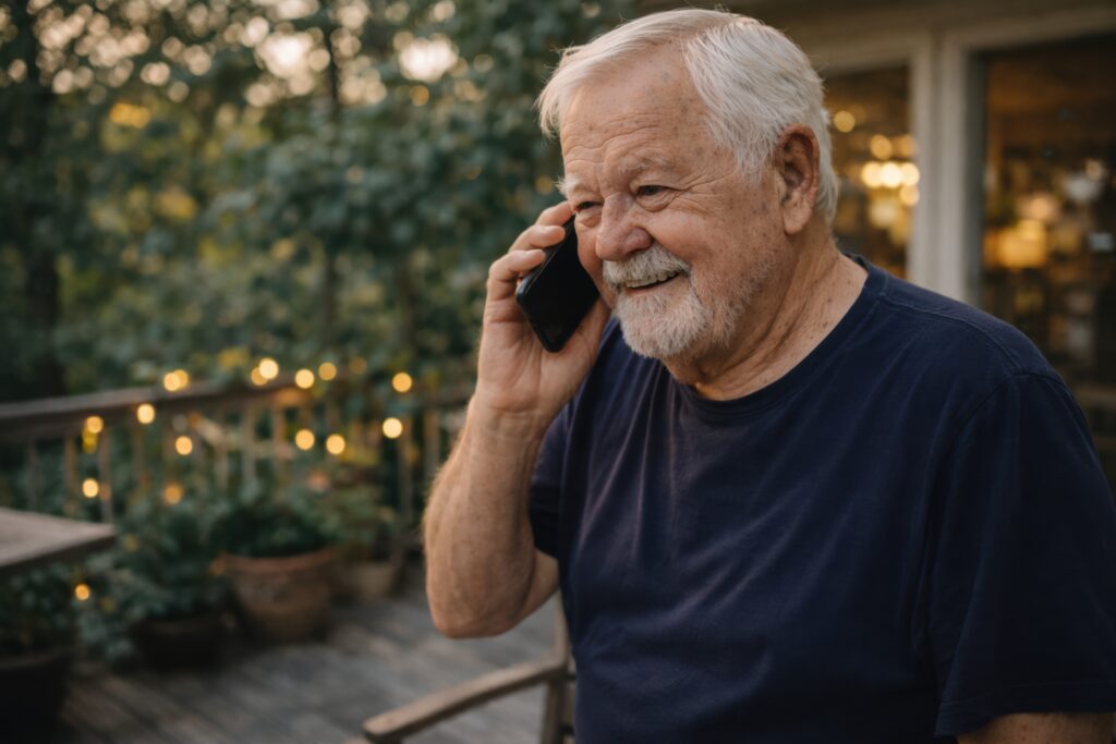 elderly man on phone