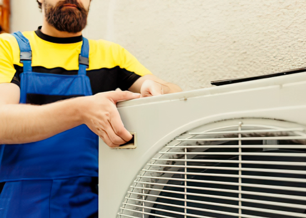 image of Gas engineer carrying old heating unit